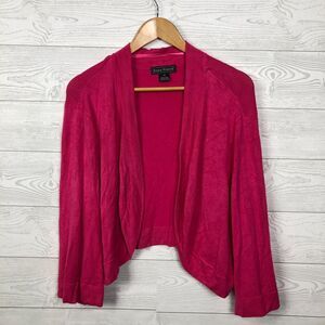Jessica Howard Women's 3X Open Front Shrug Cardigan Sweater 3/4 Sleeve Pink